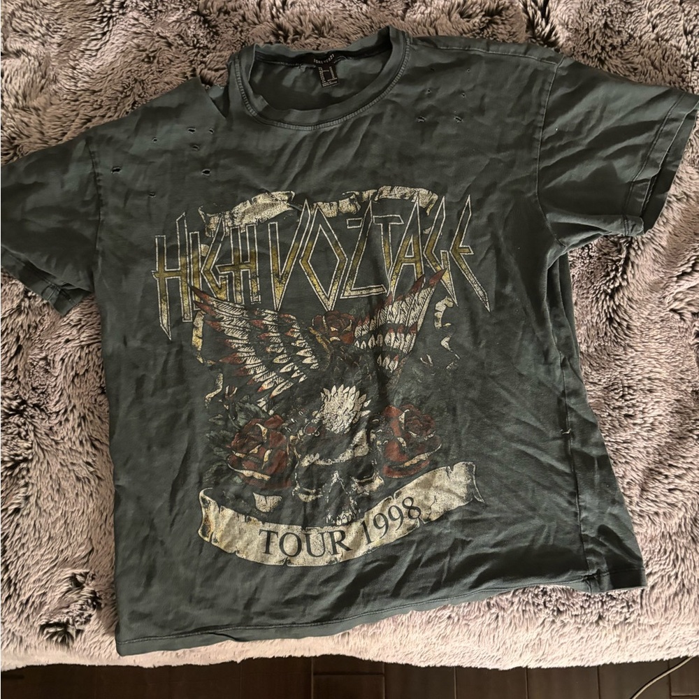 Forever 21 High Voltage Graphic Tee - Dark Green